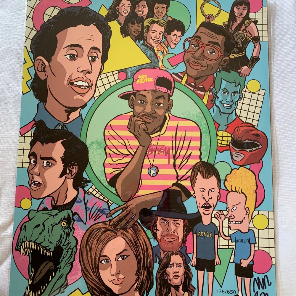 NWT. Autographed Fan Art of The Best of the 1990s!  14”x11”